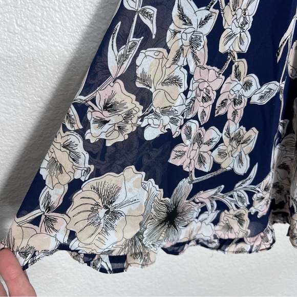 Floral Navy Dress with Open Back - Picture 10 of 13